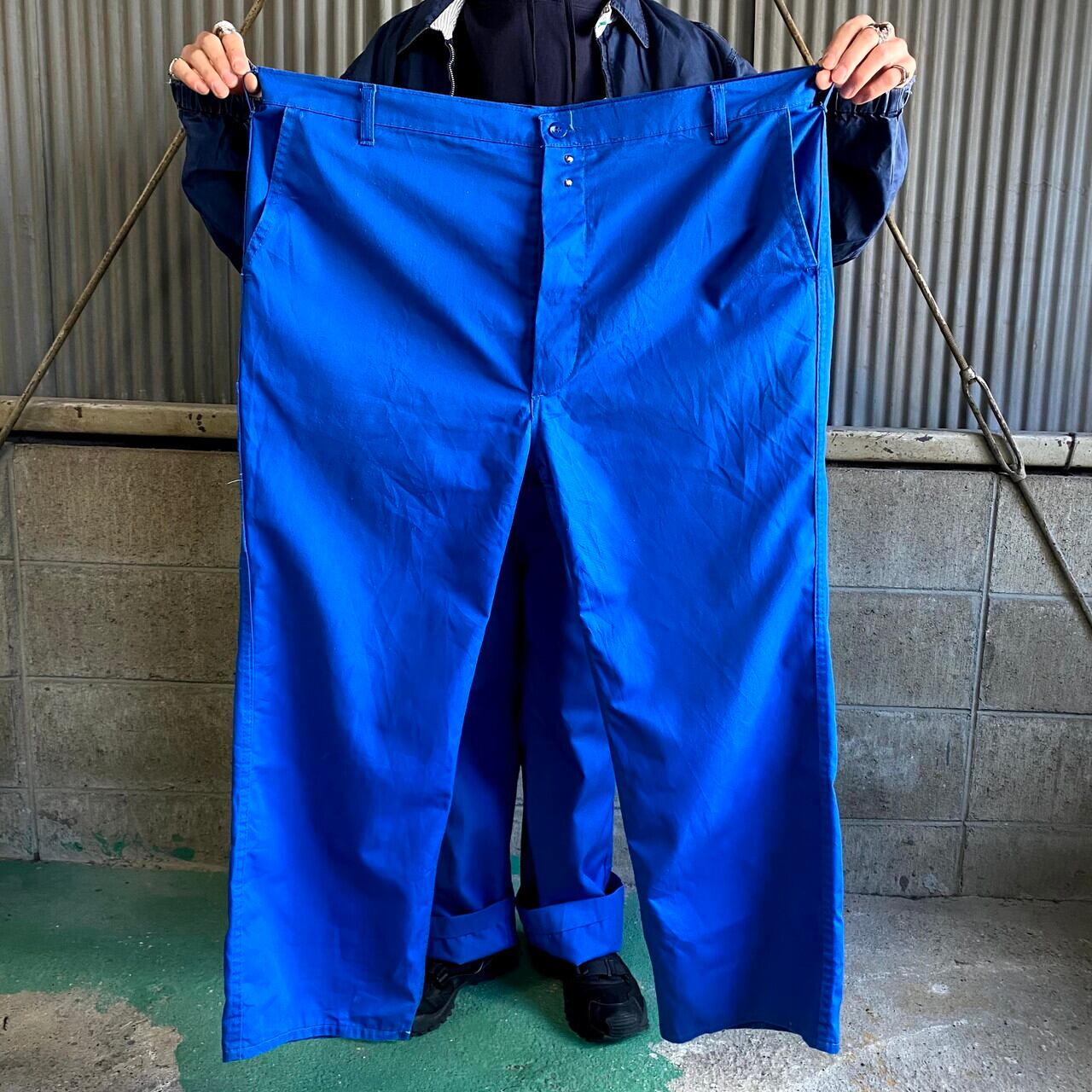 ビッグサイズ ポリエステル×コットンツイル ユーロワークパンツ ブルー