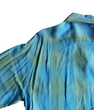 Vintage 60-70s L Rayon Ombre check shirt -Sportsman-