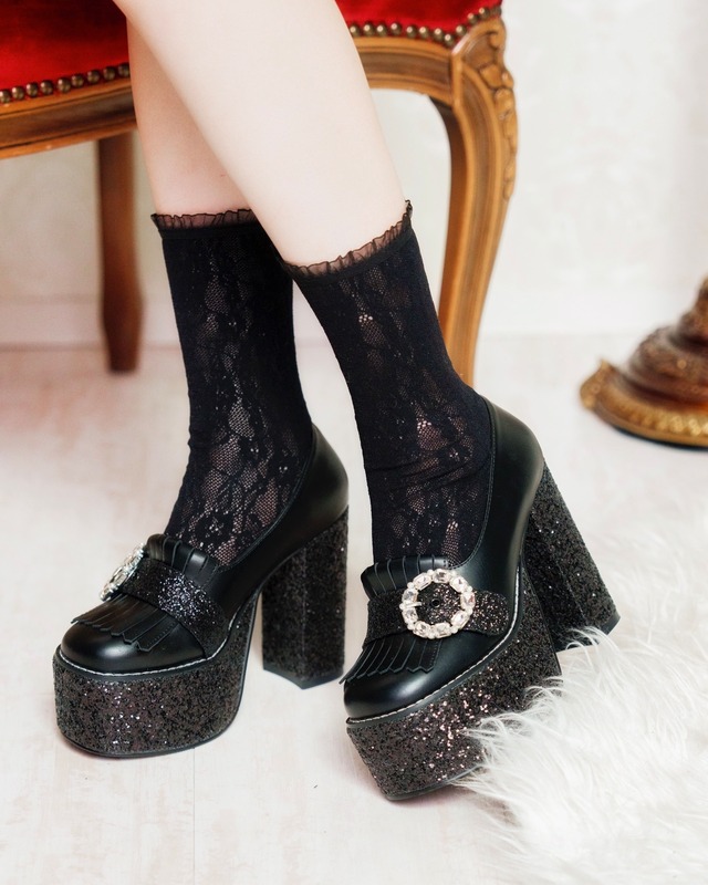【ManonMimie】Jewelry Chunk Heels Loafer