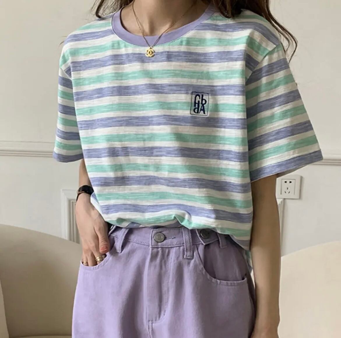 ワンポイントボーダー半袖Tシャツ