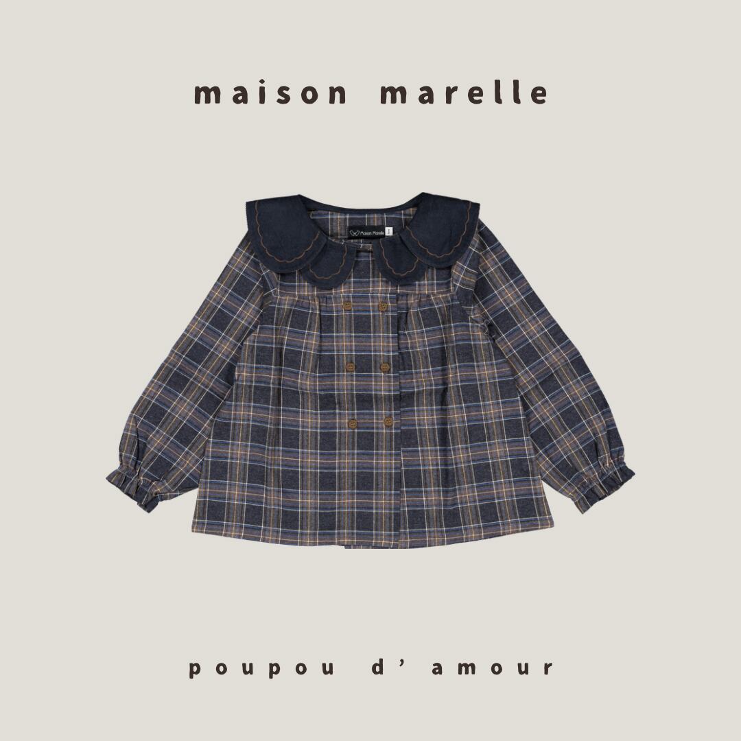 6Y〜12Y 送料無料【予約】maison marelle|Blouse NOLLET - blue tartan /(11月上旬以降入荷予定)