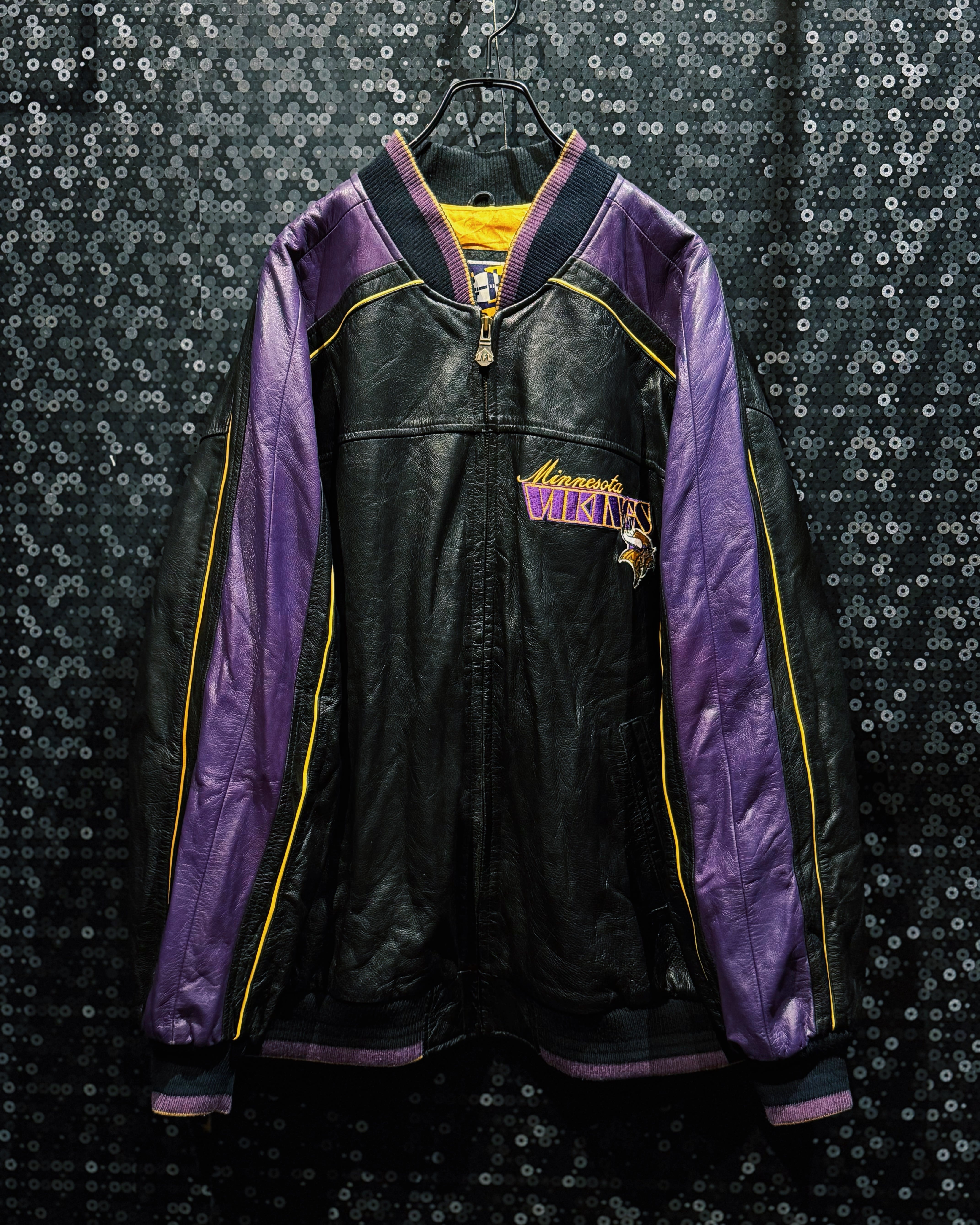【ÆIEM】G-III by Carl Banks “Minnesota Vikings” Leather Varsity Jacket