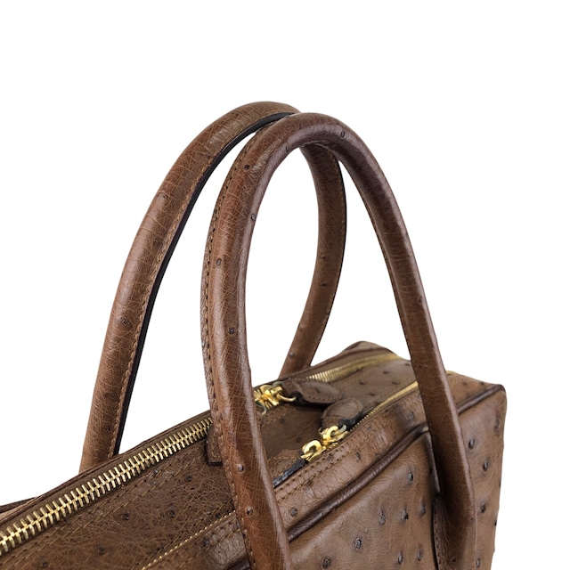 LOEWE ロエベ ハンドバッグ ブラウン アナグラム オーストリッチ vintage ヴィンテージ オールド pztb8z