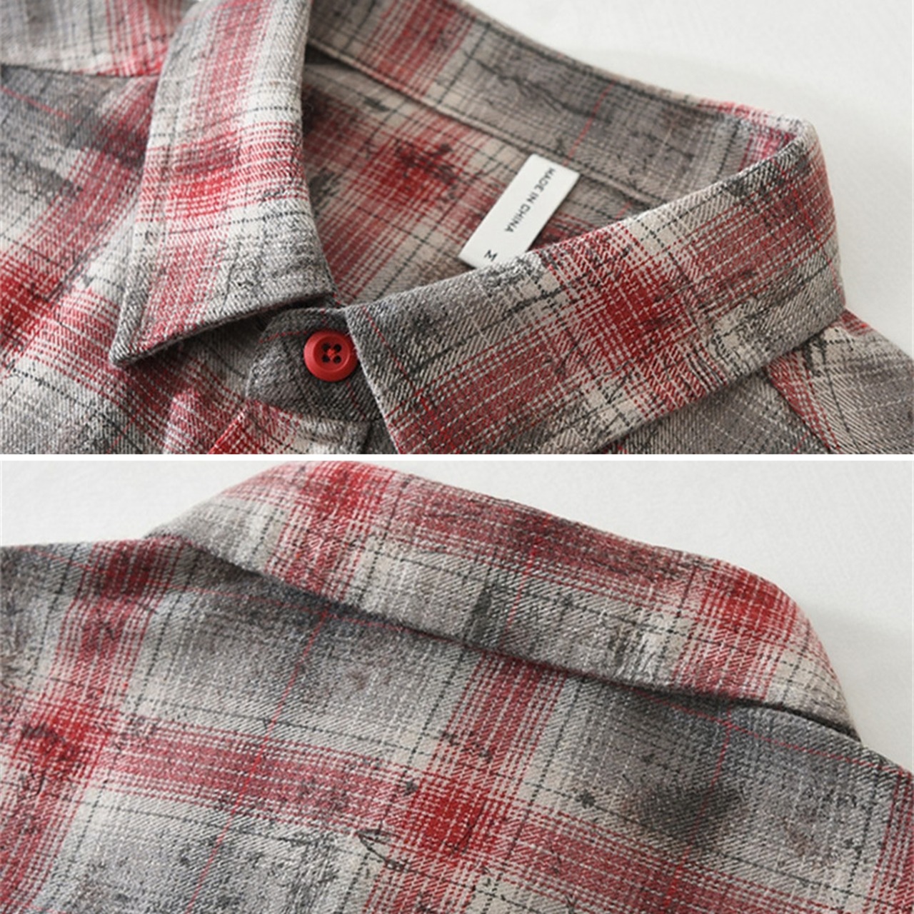【M-3XL】Washed Check Long Sleeve Shirt / ウォッシュ チェック 長袖 シャツ
