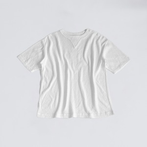 Compact spin cotton back line T-shirt / White