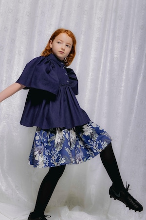 ＜CHRISTINA ROHDE＞Kids  フラワープリント スカート ブルー Skirt No. 219（Col. 6)