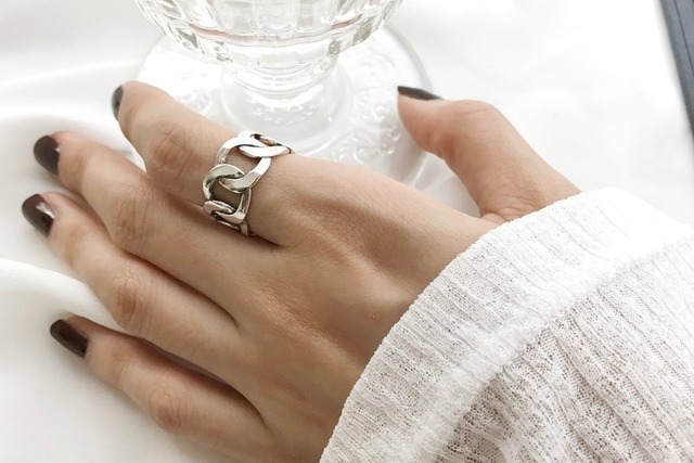 silver wide chain ring type2 [SV925]