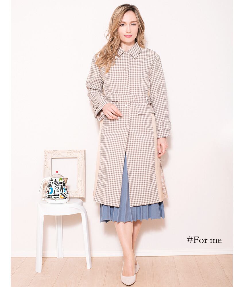 チェック柄のロングコート_g0031808046