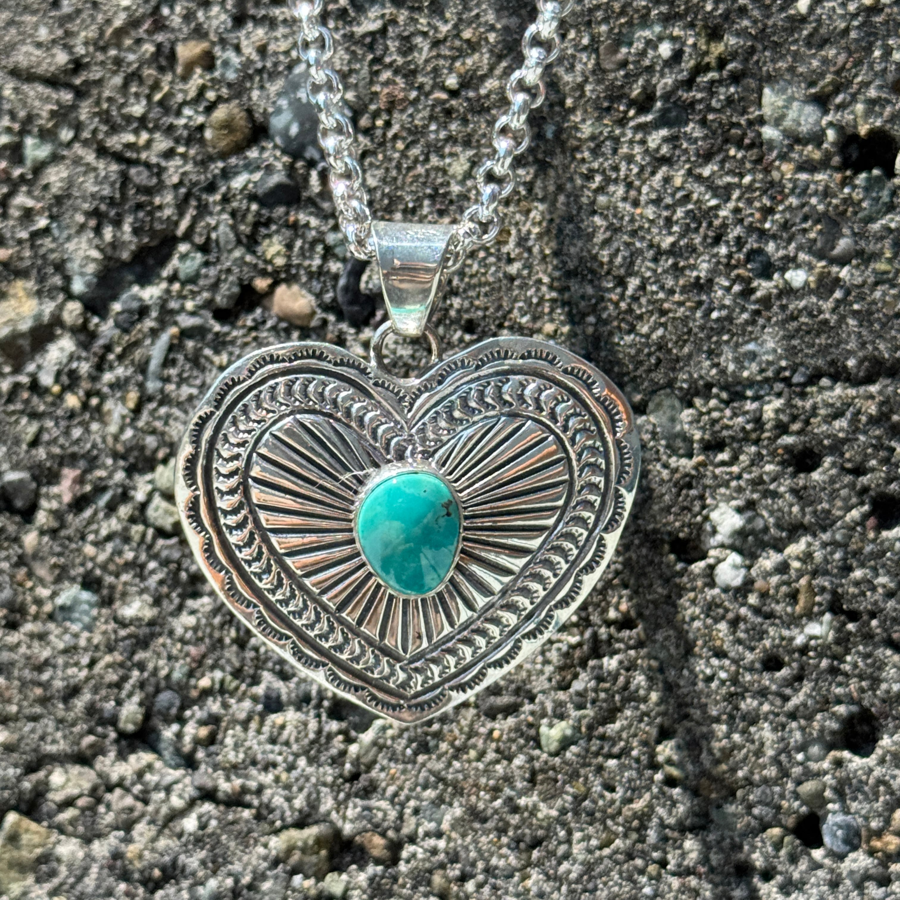 Indian Jewelry 》キングマン ターコイズハートペンダント ネックレス