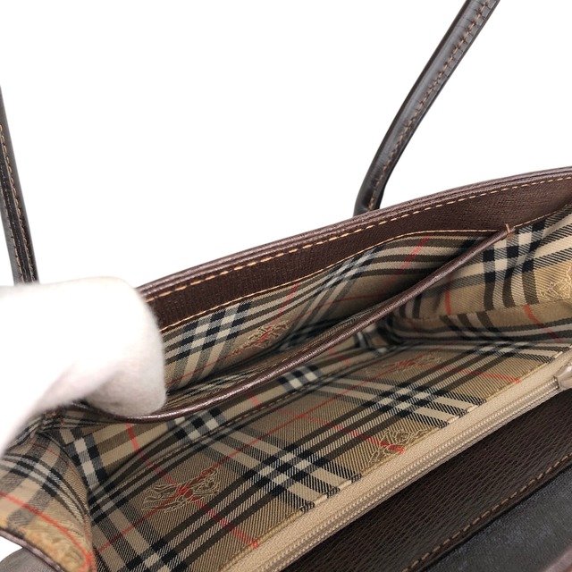 BURBERRY バーバリー ハンドバッグ ブラウン ロゴ レザー コンビレザー vintage ヴィンテージ オールド fpn5te
