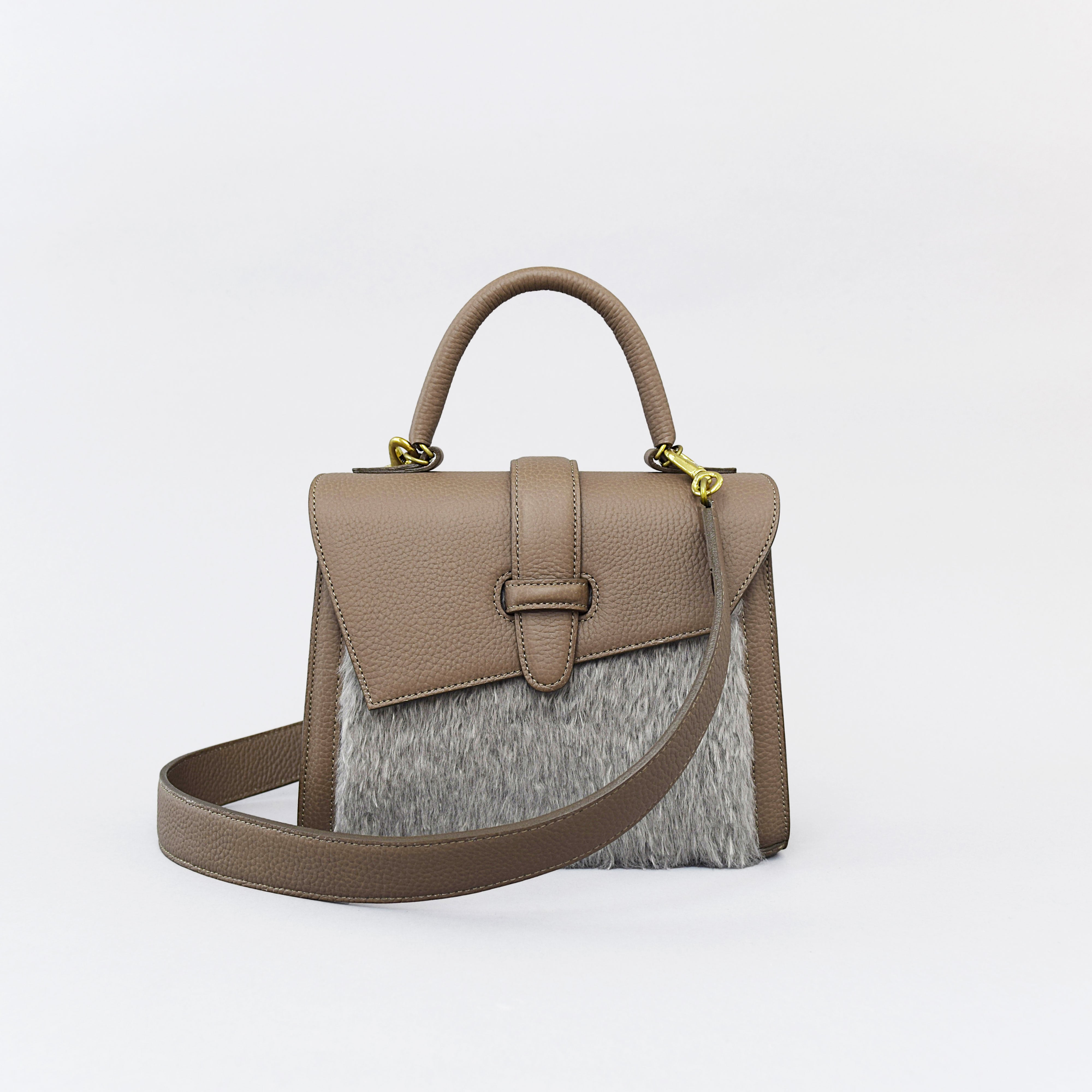 じゅん商品 SHOJIFUJITA「1」DANCER-2 SHRINK LEATHER×IMITATION FUR TAUPE