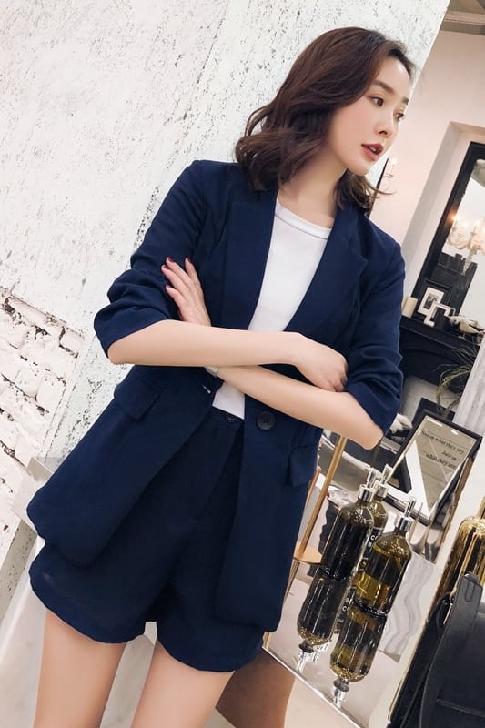 ジャケット&ショートパンツセット KOEISTORE セットアップ レディース スーツ 秋 冬 秋冬 紺