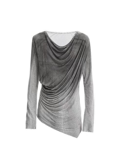 【STARTEXCEEDEND】SNAKESKIN DRAPED LONG SLEEVE TEE