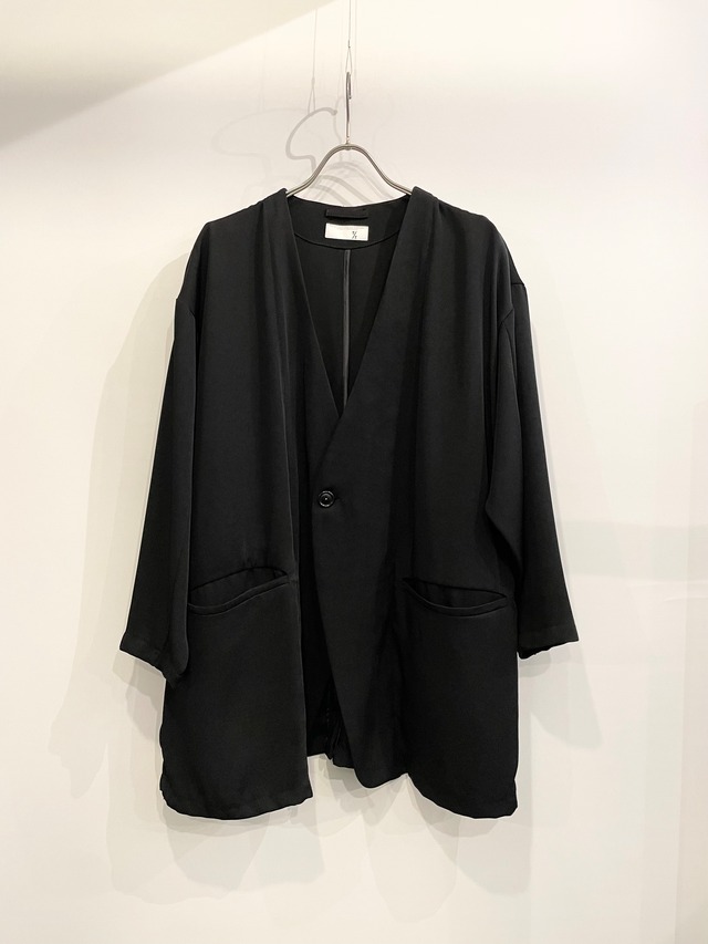 T/f Lv5 acetate twill collarless jacket - black