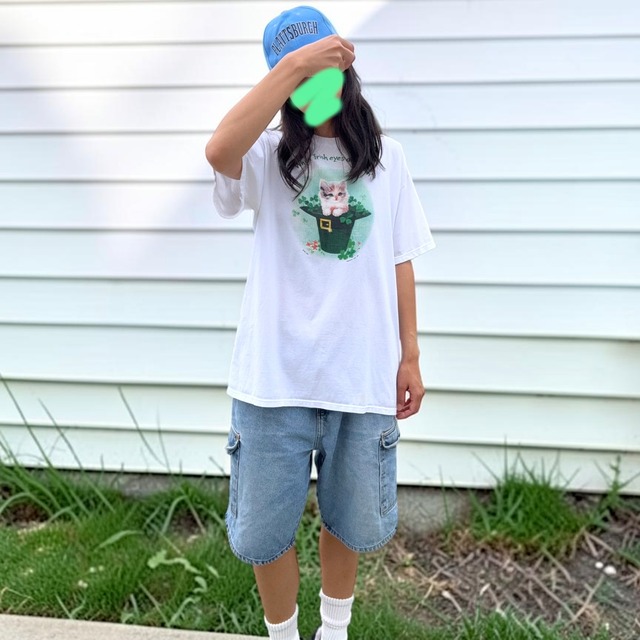 【LADIES】Lucky Kitten Graphic Tee - Oversized Fit XL