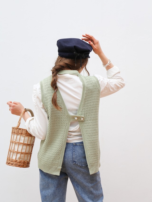 pearl knit vest（mint）