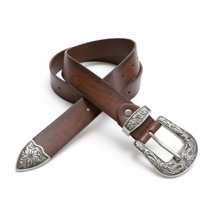 ウエスタンベルト スタッズ レザー ベルト y2k 古着 ブラウン wb24