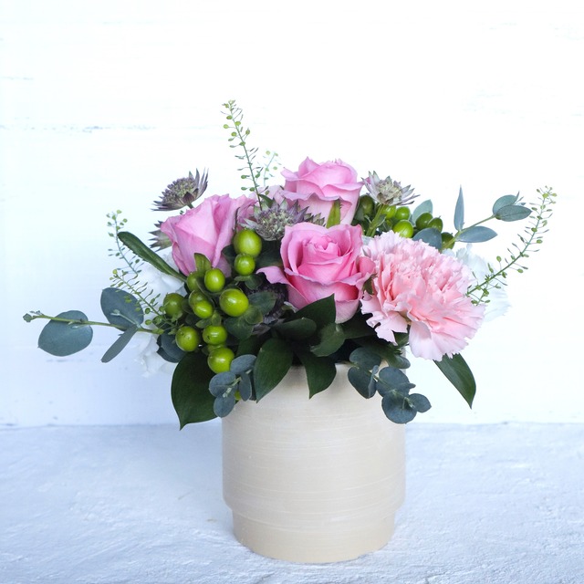 ローズアレンジメントS　ピンク☆感謝の気持ちを添えて