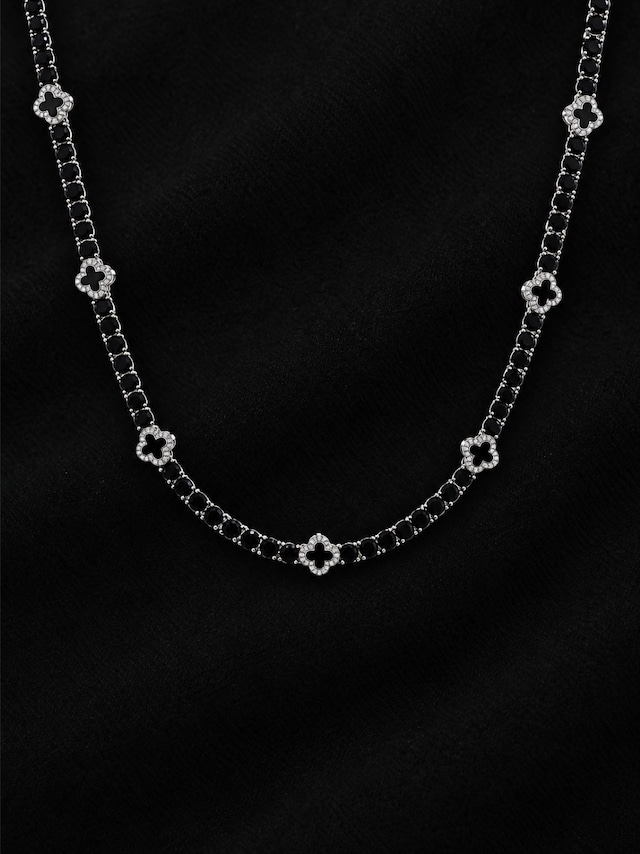 Black Clover Tennis Necklace -Black-