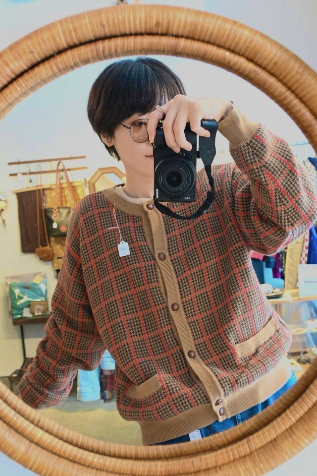 ~1990’s AUSTRALIA LIZSPORT Plaid Pattern Cotton Cardigan／L