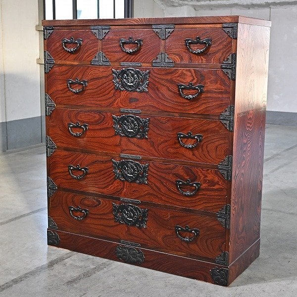 岩谷堂箪笥 整理箪笥 菊幸製 欅材 工芸家具 南部鉄器金具 引き出し