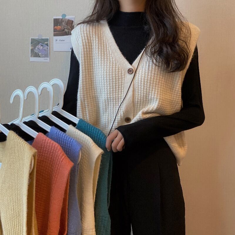 スプリングオータムスタイルカラーシャツ トップス Vネックセーター 春物 秋物 1号婦人52035486967