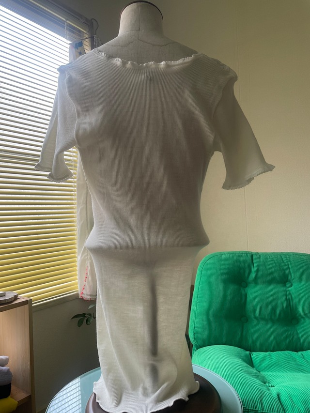 70s Italy "GRIGNASCO" Lace Rib Knit Top
