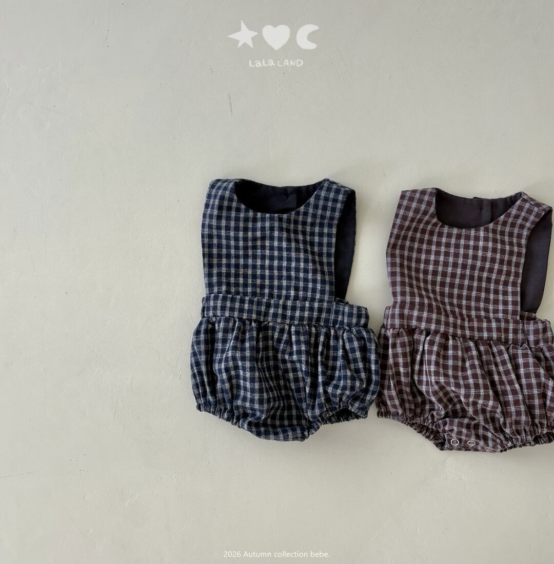 送料無料【予約】/ babyチェックロンパース /lalaland