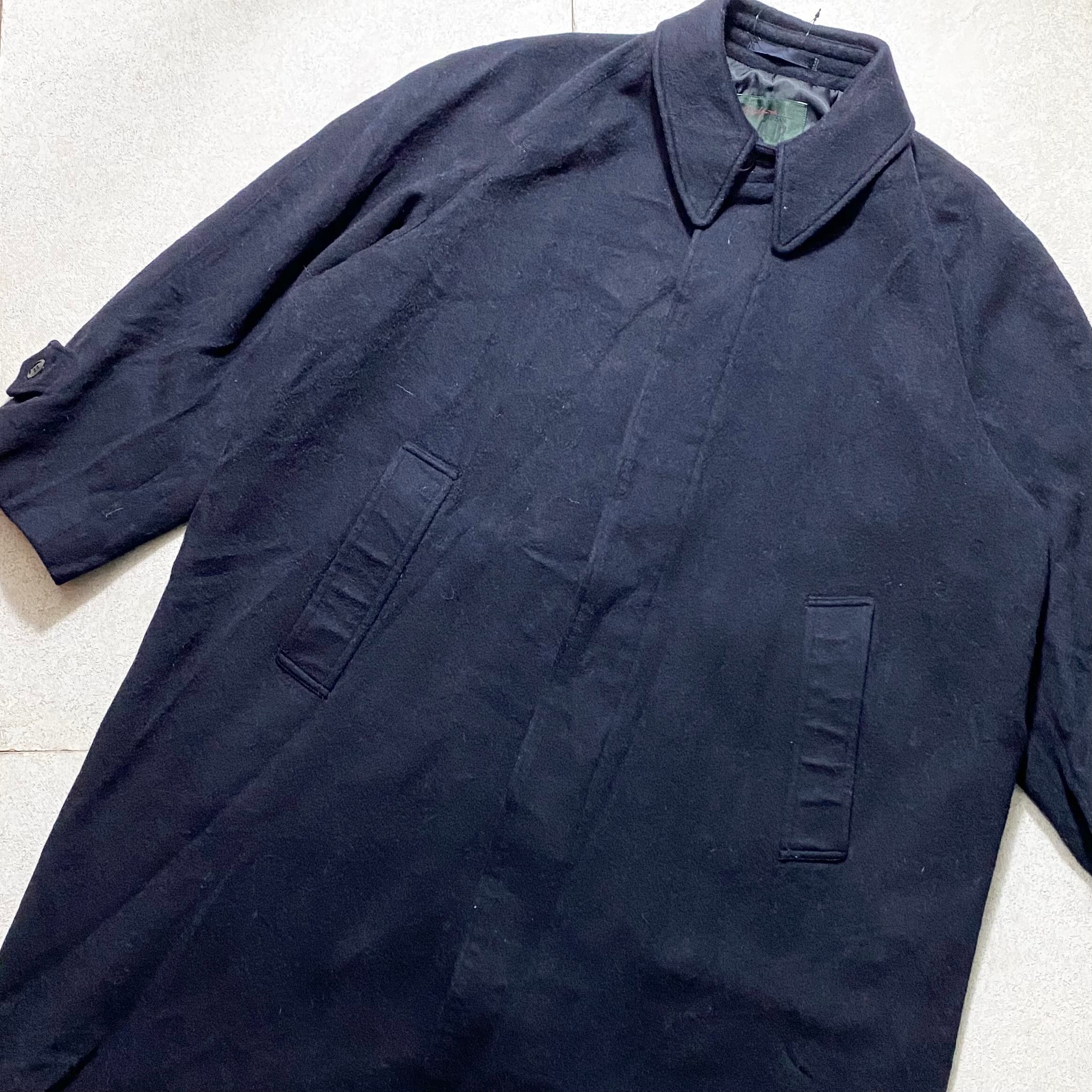 A.A.R YOHJI YAMAMOTO dark navy wool A-line balmacaan coat | NOIR