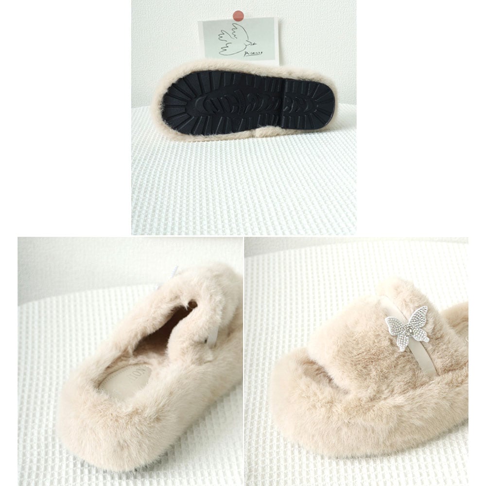 ファー サンダル レディース 秋冬 防寒 保温 韓国 厚底 スリッパ ふわふわ もこもこ おしゃれ 大人 かわいい フラット 暖かい 大人可愛い 大人女子