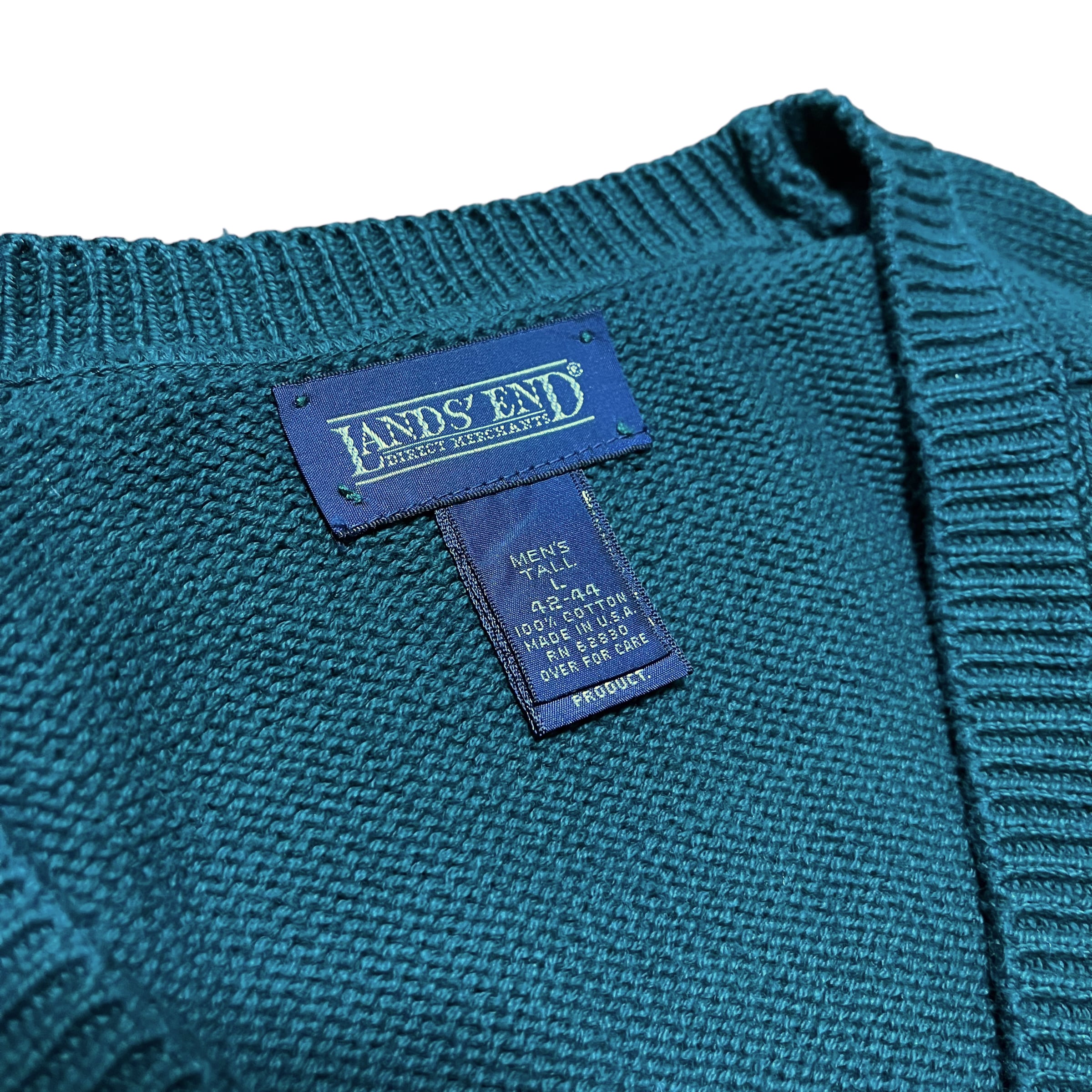 Lands' End ダークグリーン カシミヤセーター L