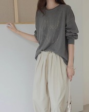 Drawstring Wide Leg Full Length Pants　L0020