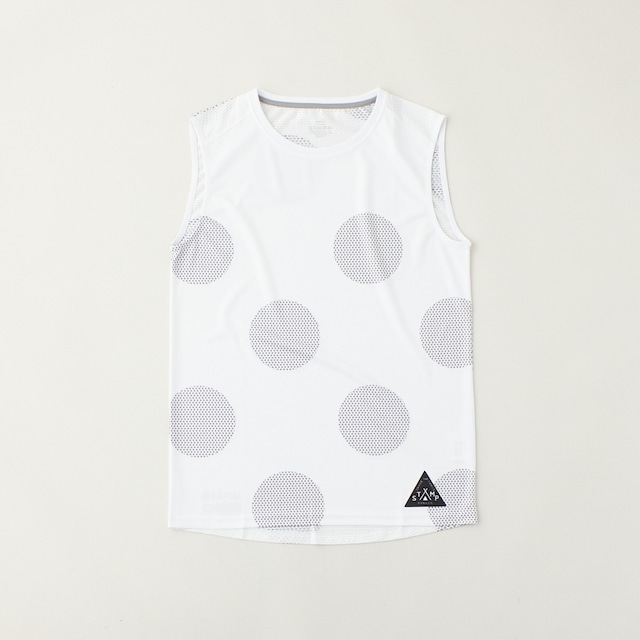 unite × STAMP RUN&CO コラボTANK 　水玉（レディース） white×gray ドット   レディース　ノースリーブ