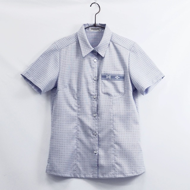 形態安定 ドットジャガード シャツカラー 半袖 シャツ [MINSAH] レディース かりゆしウェア