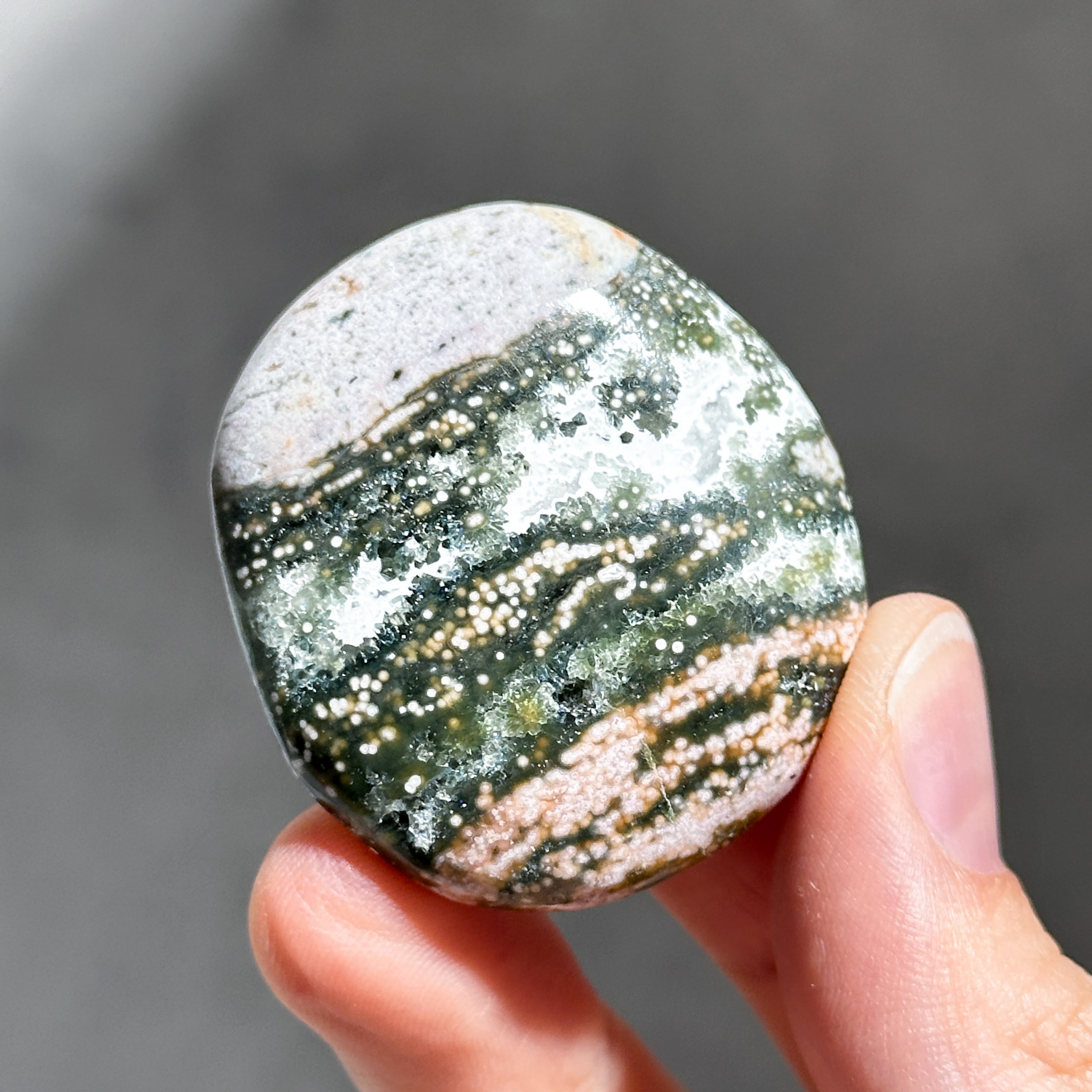 Ocean jasper オーシャンジャスパー ポイント 四角柱｜緑石｜レア物 オーシャンジャスパー パームストーン41◇ Ocean Jasper ◇天然石
