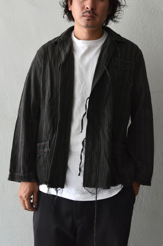 VENTITANK PROJECT Bulgarian Army 1950's-60's Dead Stock Custom Remade & Dyed Sumi Kuro Sleeping Shirt Jacket Type Red Multi2 ブルガリア軍 スリーピングシャツ ジャケット 50s 黒染め