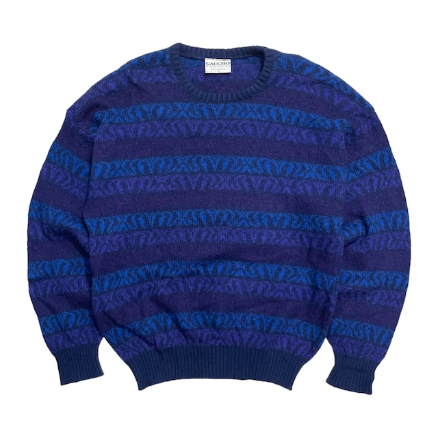 USED GAUCHO SWEATERS native pattern knit sweater - blue,purple