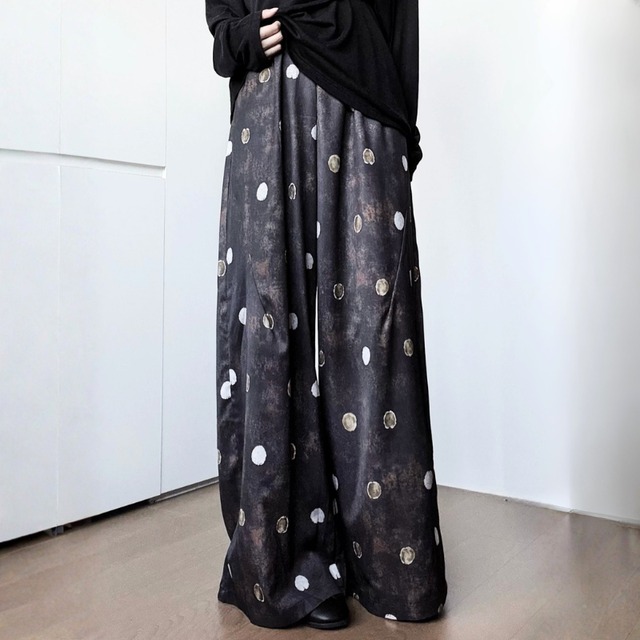 Drawstring waist wide pants【2color】 C1446