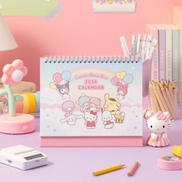 【韓国数量限定】2024 sanrio desk calender / 2024年用 サンリオ 卓上 デスク カレンダー キティ  コリア 韓国 雑貨 公式