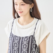 TRUBE 幾何学民族柄ティアードキャミマキシワンピース【M~L】ブラック