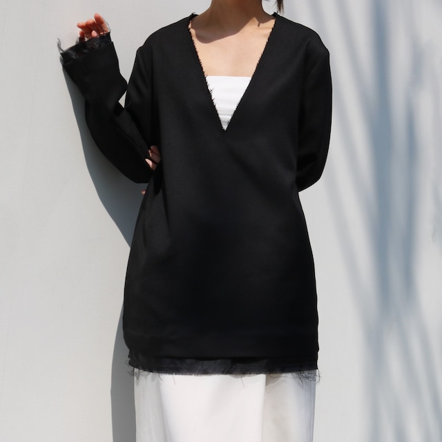 V-neck cutoff pullover jacket -made in Japan-