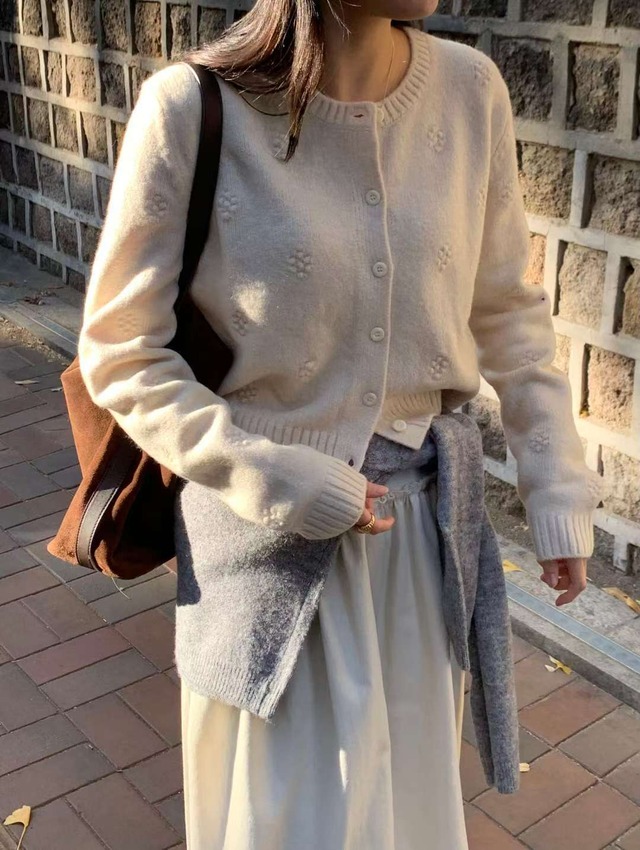 (予約) AREING / Bubble flower cardigan 2color