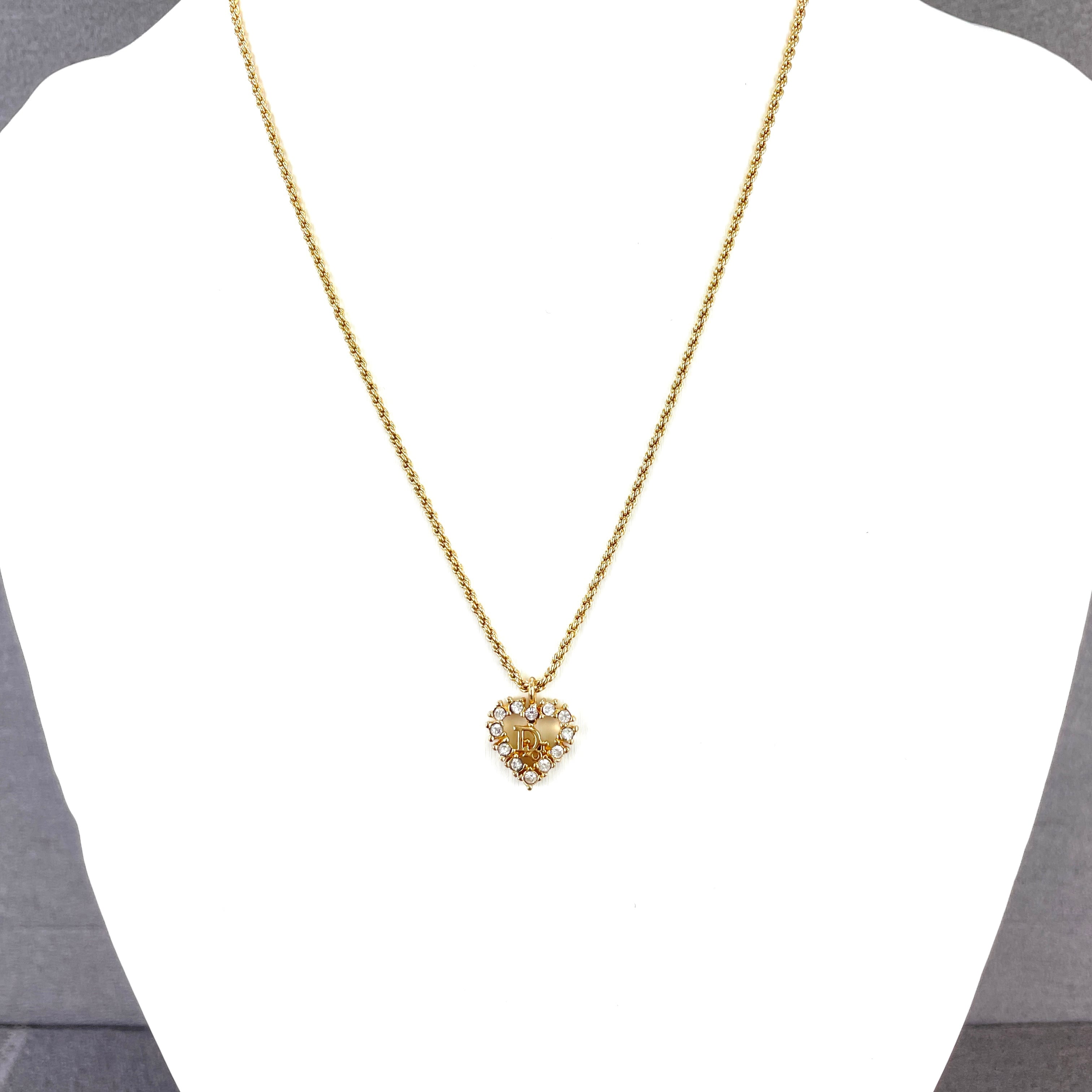 Christian Dior クリスチャン ディオール Dior ハートモチーフ ストーン ネックレス ゴールド vintage ヴィンテージ オールド 28kx4b | VintageShop solo powered by BASE