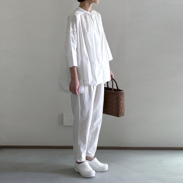 タイプライターAラインギャザー7分袖プルオーバーシャツ　TANG