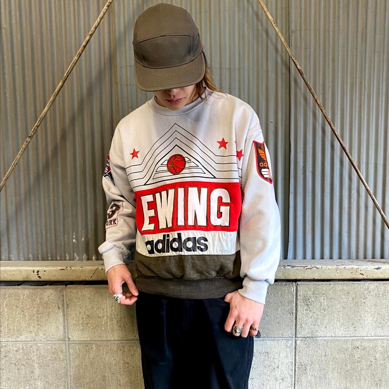 80〜90年代 adidas アディダス NBA EWINGモデル 総柄デザイン  