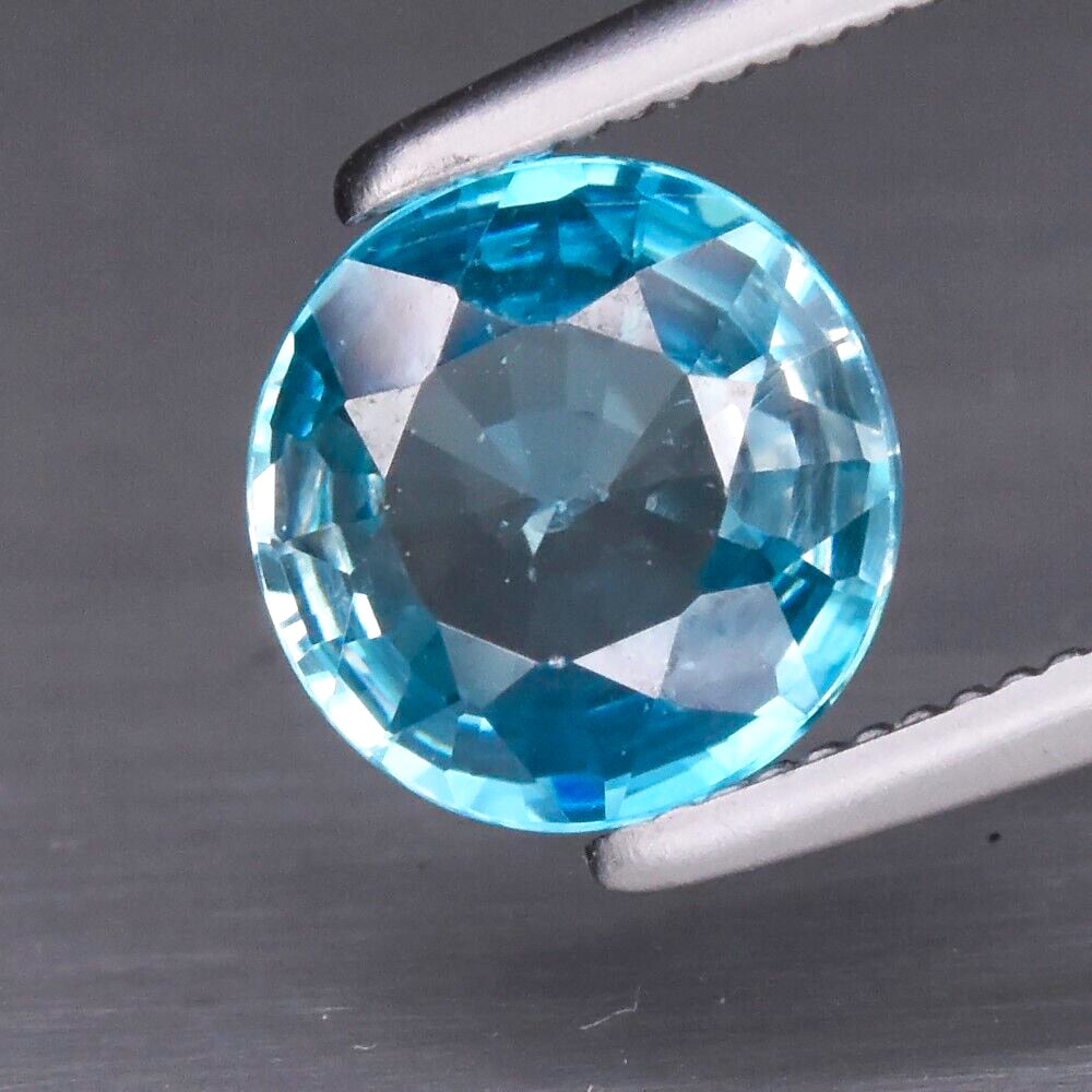 6.5mm ラウンド1.23ct ★希少な輝き☆彡 VS天然 バイカラー ジルコン ネオンシアン＆ライトアクア ルース｜カンボジア産「鑑別済ロット」  | Ankicrystal Gem