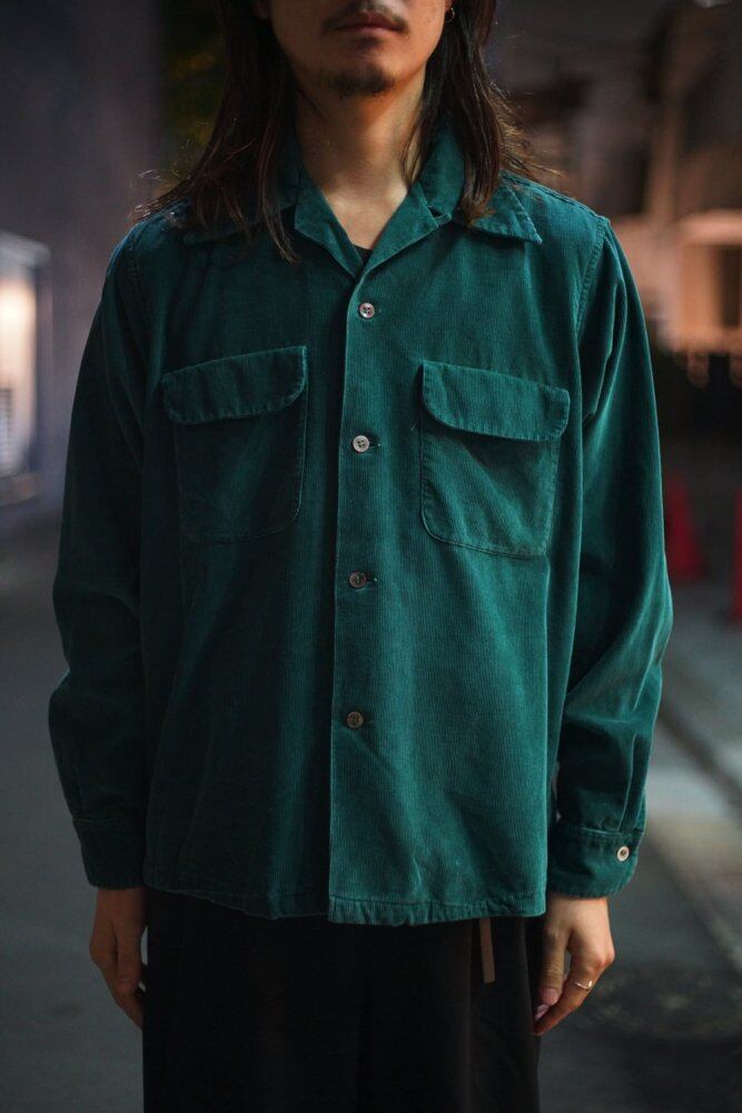 ARROW - Made In USA] Vintage Open Collar Corduroy Shirt [1940s