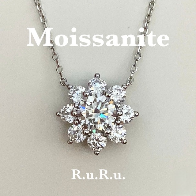 【輝きはダイヤモンドの2.5倍】Sun flower necklace［A092］