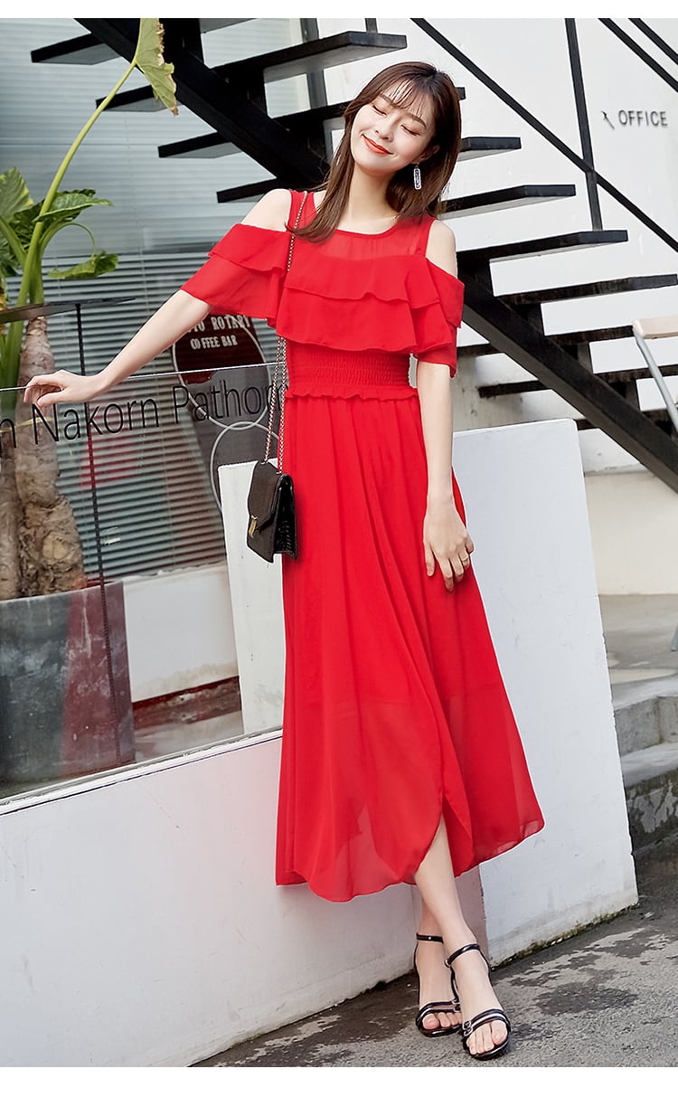 ワンピース ワンピドレス ロング ロング丈 袖あり 半袖 ラウンドネック