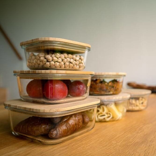 竹とガラスの容器 特大1200ml （スクエア） | macoro